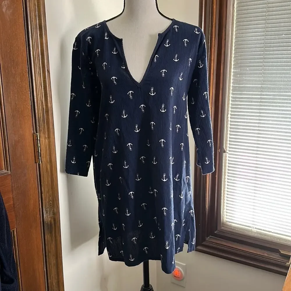 J. Crew | Navy Anchor Cover- up Dress/Tunic Size S